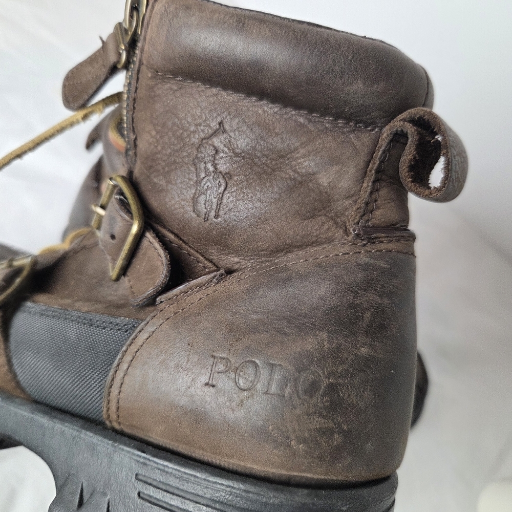 Polo Ralph Lauren Leather Duck Boots | Buckles Rugged Size 10 / 10.5 Steampunk - Picture 13 of 16